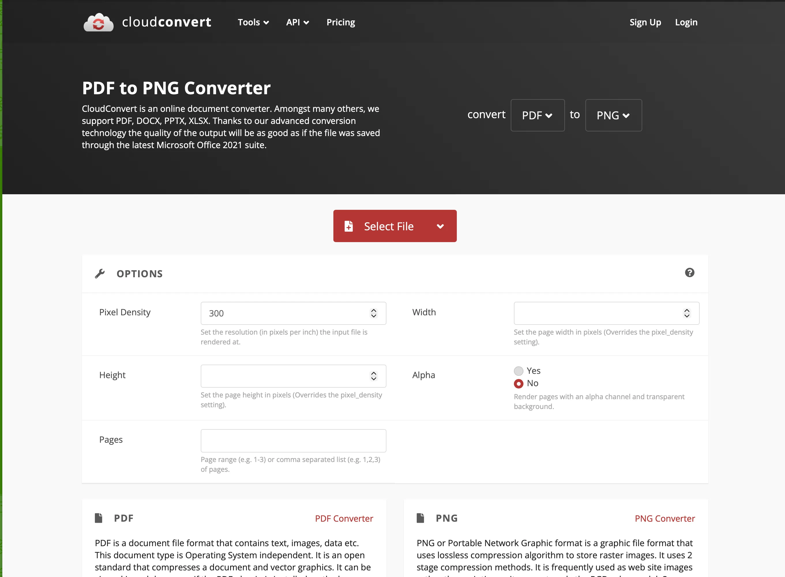 Online converter screenshot
