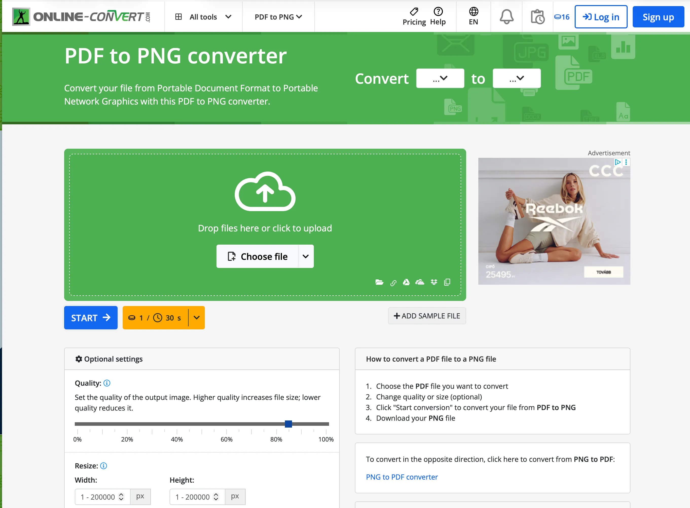 Online converter screenshot
