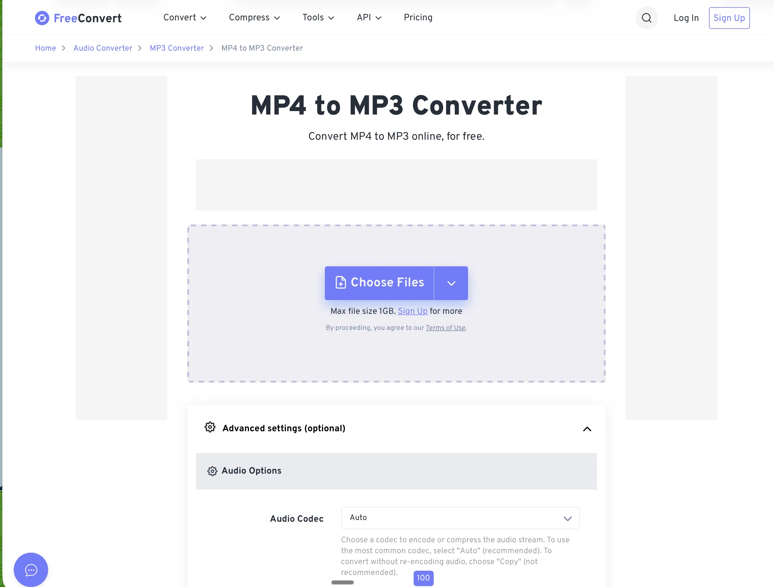 Online converter screenshot